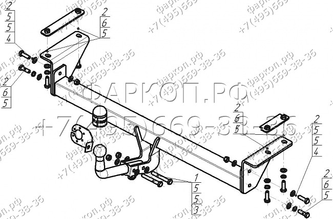 Фаркоп с оцинкованным шаром Nissan Qashqai 2007-2014, Qashqai 2014- (в т.ч. Qashqai +2) крепление шара на двух болтах