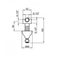 Девиатор для ванны Webert Ottocento AC0395010 встраиваемый схема 1