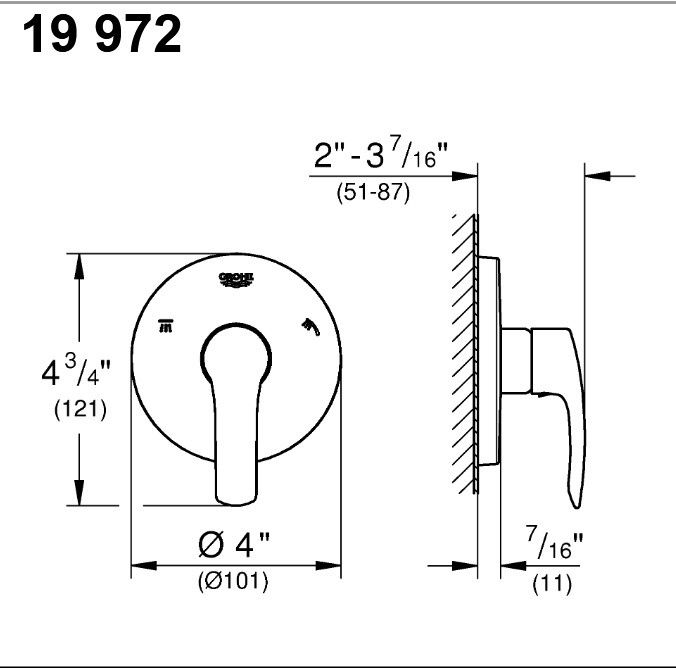 Девиатор Grohe Eurosmart 19972002 для ванны и душа схема 2