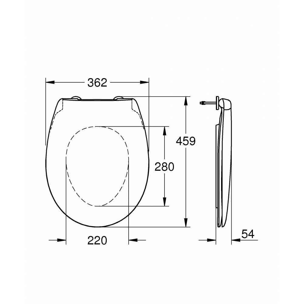 Сиденье для унитаза с крышкой Grohe Bau Ceramic 39492000 быстросъемное схема 2