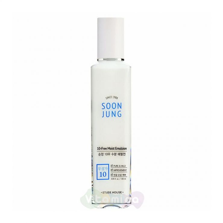 Etude House Гипоаллергенная эмульсия для чувствительной кожи Soon Jung 10-Free Moist Emulsion, 120 мл
