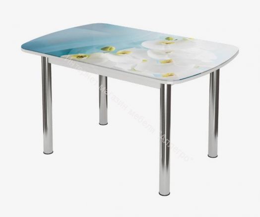 Стол обеденный "Бостон-3" раздвижной Белая орхидея/хром брифинг