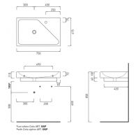 Подвесная раковина Cielo Smile SMLA75DX с правым бортиком 75х47,5 схема 1