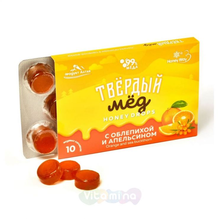 HoneyWay Мёд твёрдый с облепихой и апельсином