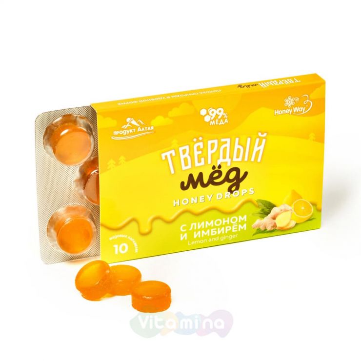HoneyWay Мёд твёрдый с лимоном и имбирём