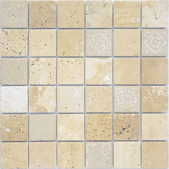 Мозаика LeeDo: Art Travertino beige матовая 48х48х8 мм