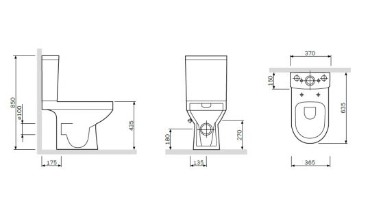 Напольный унитаз-компакт Am.Pm Spirit V2.0 (Спирит V2.0) C708607SC схема 1 Напольный унитаз-компакт Am.Pm Spirit V2.0 (Спирит V2.0) C708607SC схема 1
