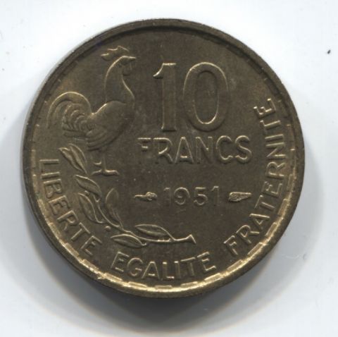 10 франков 1951 Франция AUNC