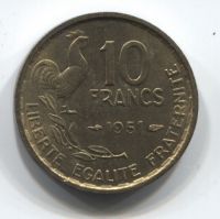 10 франков 1951 года Франция AUNC