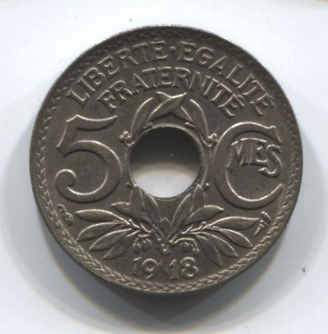 5 сантимов 1918 Франция AUNC