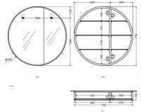 Круглый зеркальный шкафчик Cielo I Catini CASPCT75 75х75 схема 1