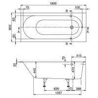 ванна Villeroy Boch Oberon UBQ180OBE2V-01 (схема)