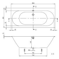 схема ванны Villeroy Boch Oberon 2.0 UBQ180OBR2DV-01