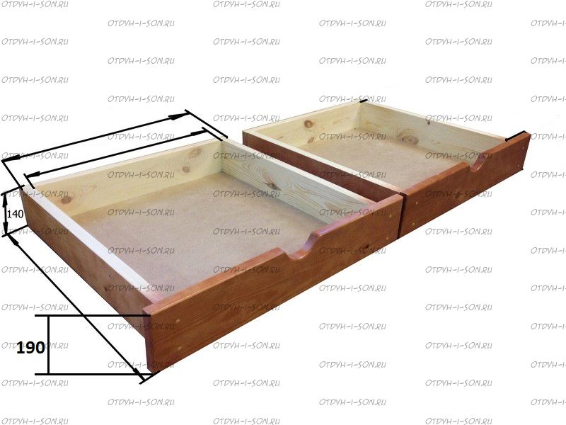 Ящики подкатные к деревянной кровати