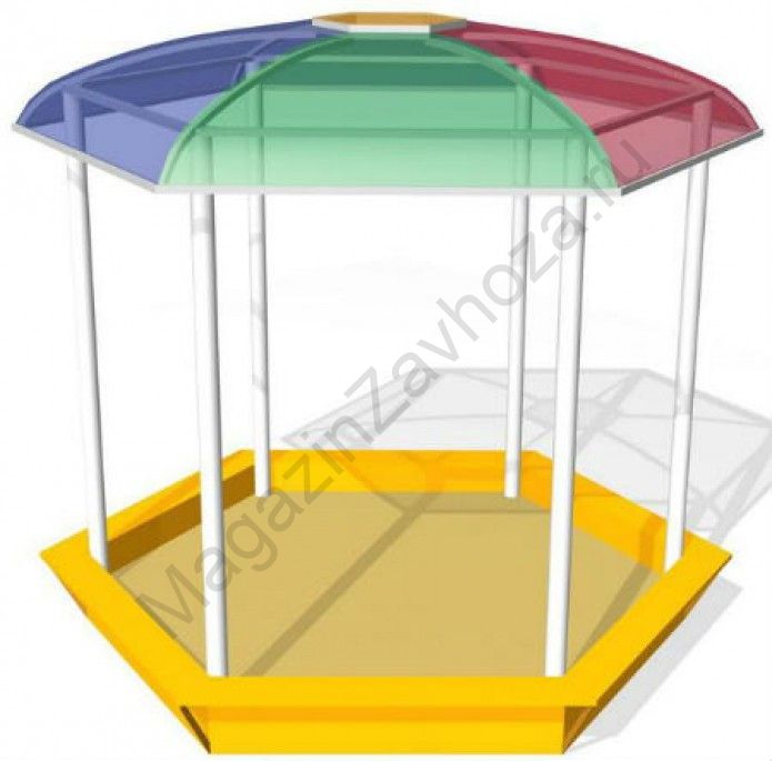 Песочница с навесом 6-угольная