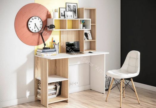 Компьютерный стол "Олимп" Белый/Дуб сонома