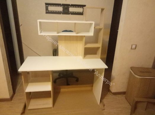 Компьютерный стол "Олимп" Белый/Дуб сонома