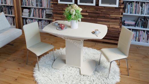 Обеденный стол Портофино 1100x750x750мм Бежевый/Стекло бежевое матовое LUX