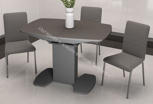 Обеденный стол Портофино 1100x750x750мм Серый/Стекло серое матовое LUX