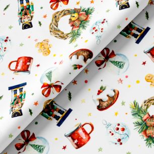 Хлопок Сатин - Щелкунчик на белом 50х37 limit