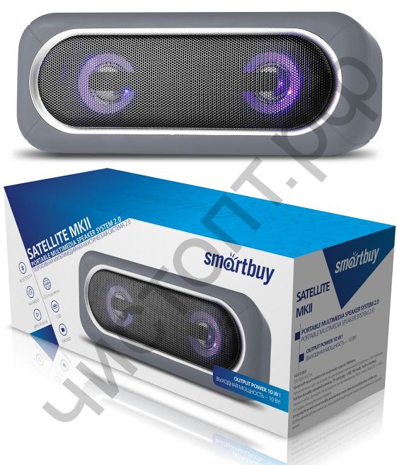 Колонка универс.с радио SmartBuy SATELLITE 2 10Вт, Bluetooth, FM, MP3, LED-подсветка, серая(SBS-460)