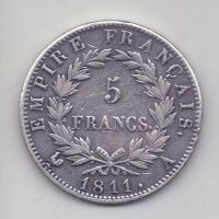 5 франков 1811 Франция XF Наполеон I Бонапарт