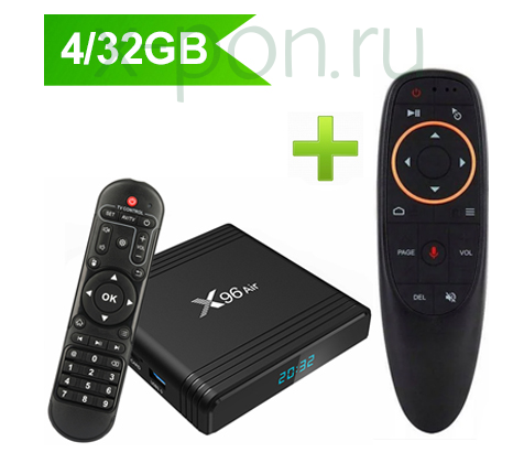 ТВ-приставка X96 AIR 4/32Gb черный с пультом AIR MOUSE (ГИРОСКОП, МИКРОФОН)