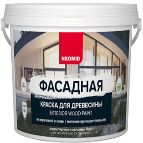 Краска Фасадная для Древесины Neomid Exterior Wood Paint 2.5л Эластичная, Акриловая, Матовая, Кроющая для Наружных и Внутренних Работ / Неомид Профи