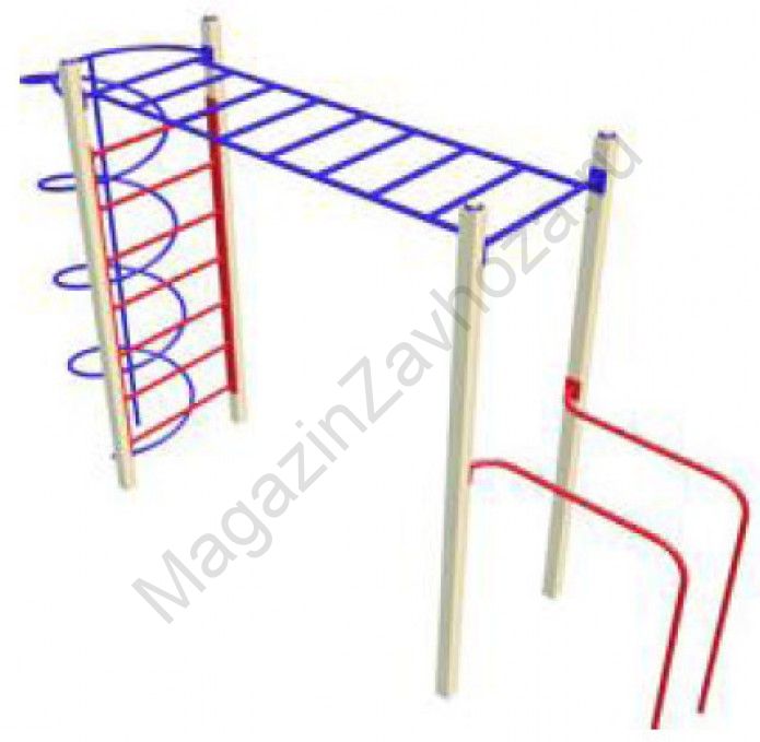 Спортивный комплекс со спиралью и брусьями