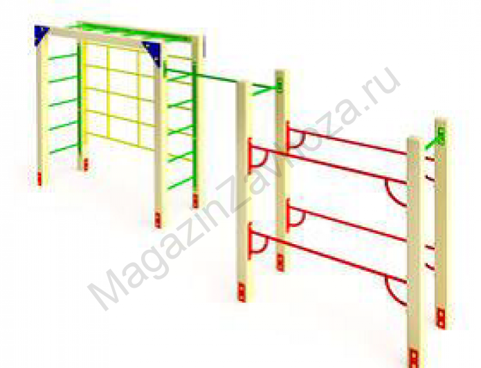 Рукоход с сеткой и брусьями