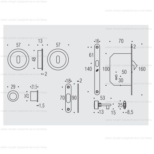 Colombo OPEN ID211 LK WK комплект для раздвижных дверей с замком под ключ