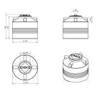 Чертеж емкости пластиковой ЭВЛ 2000 литров вертикальная