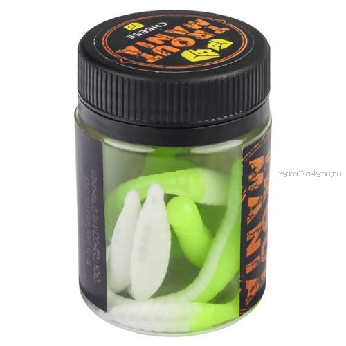 Мягкие приманки Trixbait Trout Mania Fat Worm 3" 75 мм / упаковка 6 шт / цвет: 202 Lime&White (Cheese)