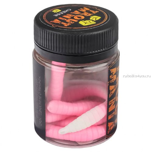 Мягкие приманки Trixbait Trout Mania Fat Worm 3" 75 мм / упаковка 6 шт / цвет: 205 Pink&White (Cheese)