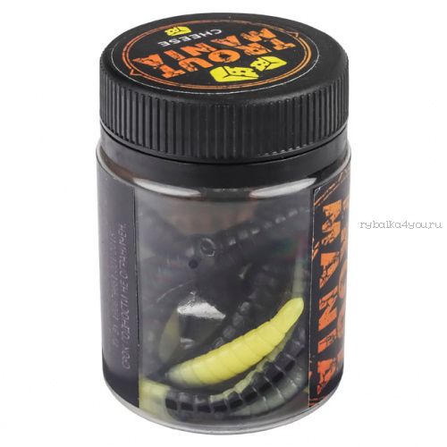 Мягкие приманки Trixbait Trout Mania Fat Worm 3" 75 мм / упаковка 6 шт / цвет: 206 Black&Cheese (Cheese)