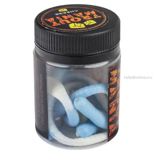 Мягкие приманки Trixbait Trout Mania Fat Worm 3" 75 мм / упаковка 6 шт / цвет: 207 Blue&White (Cheese)