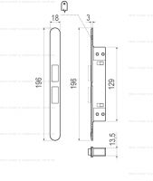 Замок AGB Touch ALU (B01120.30) межкомнатный с ответной планкой. схема