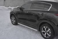 KIA SPORTAGE 2018- Пороги труба  d42 С листом (Лист нерж, проф. нерж)(Вариант3) KSL-0031913