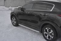 KIA SPORTAGE 2018- Пороги труба  d42 С листом (Лист алюм, проф.сталь)(Вариант2) KSL-0031912
