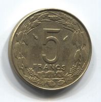 5 франков 1975 Центральные Африканские Штаты AUNC