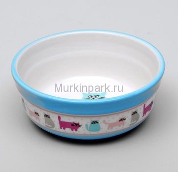 Миска керамическая "Кошачья жизнь", 12,7 х 5 см, голубая