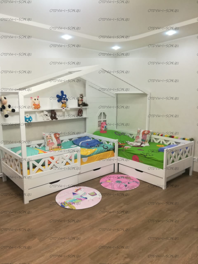 Кровать Домик Угловой Fairy Land №10 (Для Двоих Детей)