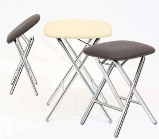 Табурет «Экстра складной» (Эмаль)/Кожзам, Ткань