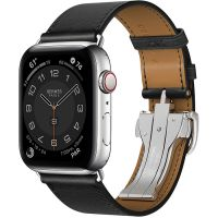 Ремешок Apple Watch Hermès Noir Leather Single tour Deployment Buckle