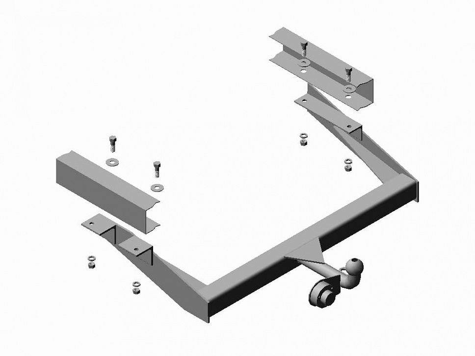Фаркоп ГАЗ 2705, ГАЗ 2705 Комби, ГАЗ-3302, ГАЗ-33022V, ГАЗ-33023 до 2005 г.в.-с глушителем, расположенным с левой или правой стороны; 2005- с глушителем, расположенным с левой стороны сварное крепление шара