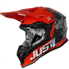 Just1 J39 Kinetic Сamo Grey Red Fluo Orange шлем внедорожный