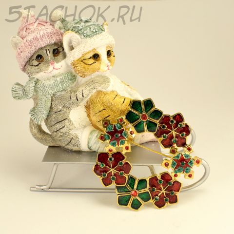 Брошь "Новогодний венок" (KC США)