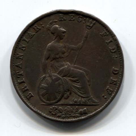 1/2 пенни 1844 Великобритания XF- Редкий год