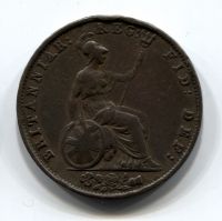 1/2 пенни 1844 Великобритания XF-