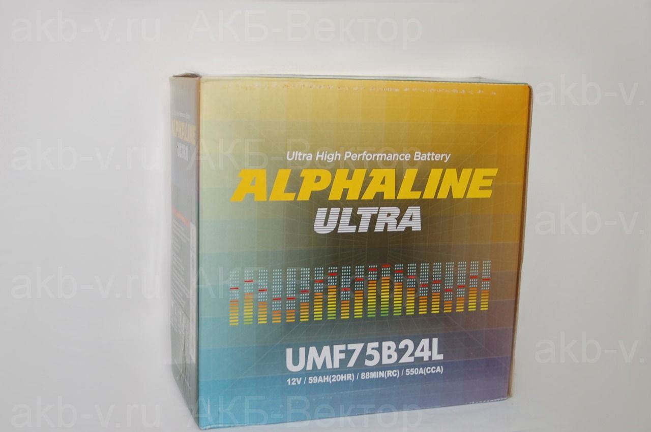 АКБ Alphaline Ultra 59Ач UMF75B24LS широкие клеммы,